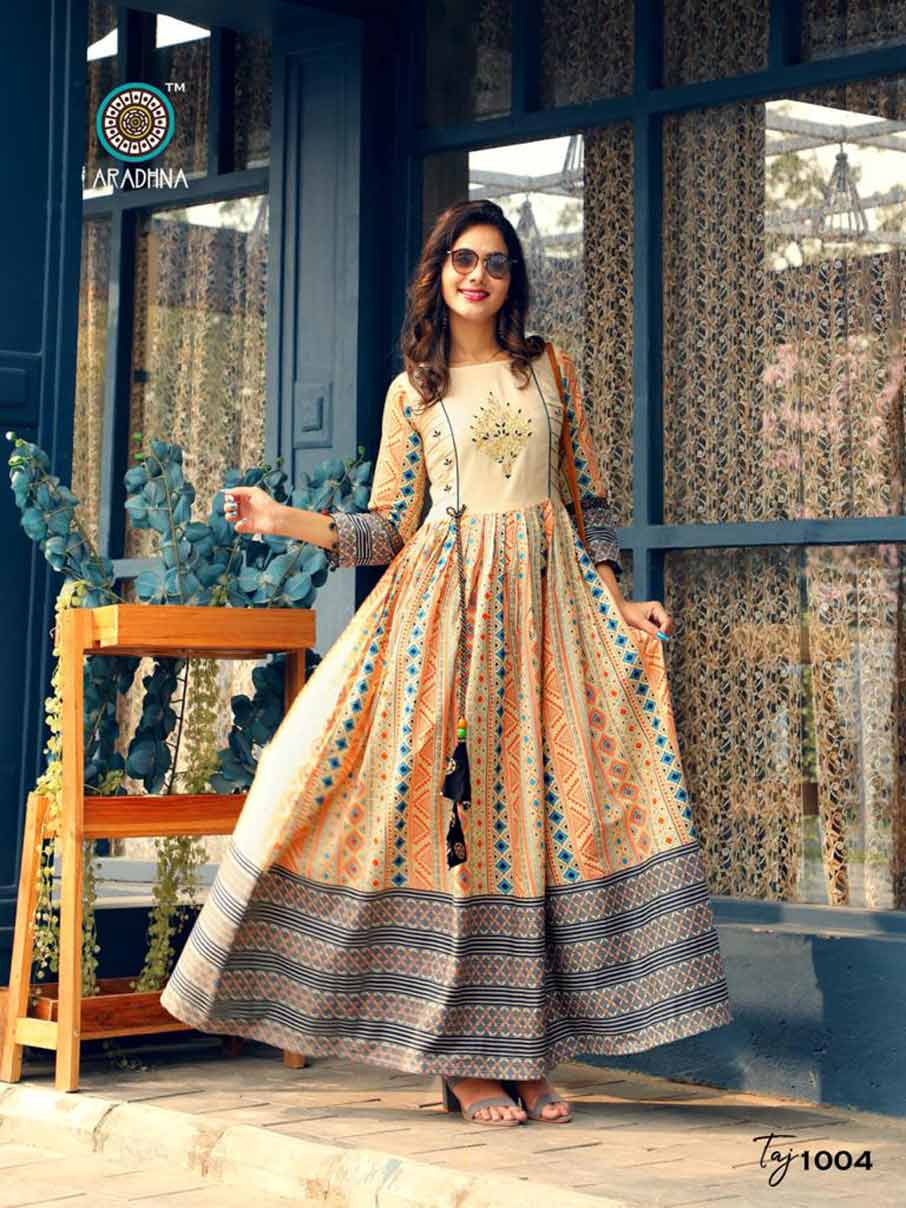 Taj Vol-2 Aradhna Printed Embroidery Kurti Manufacturer Taj Vol-2 Aradhna Printed Embroidery Kurti Manufacturer